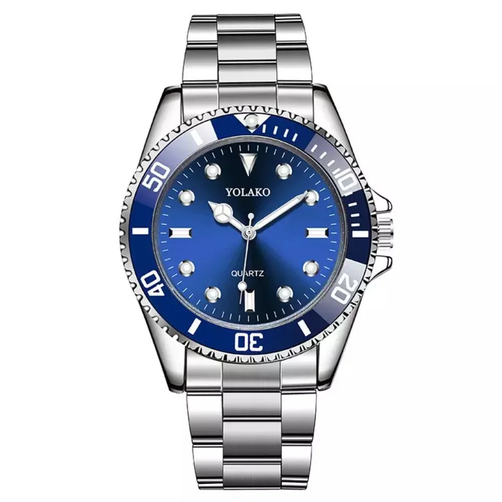 Men Watch Blue Dial Stainless Steel Classic Medium Size Designer Style Watch